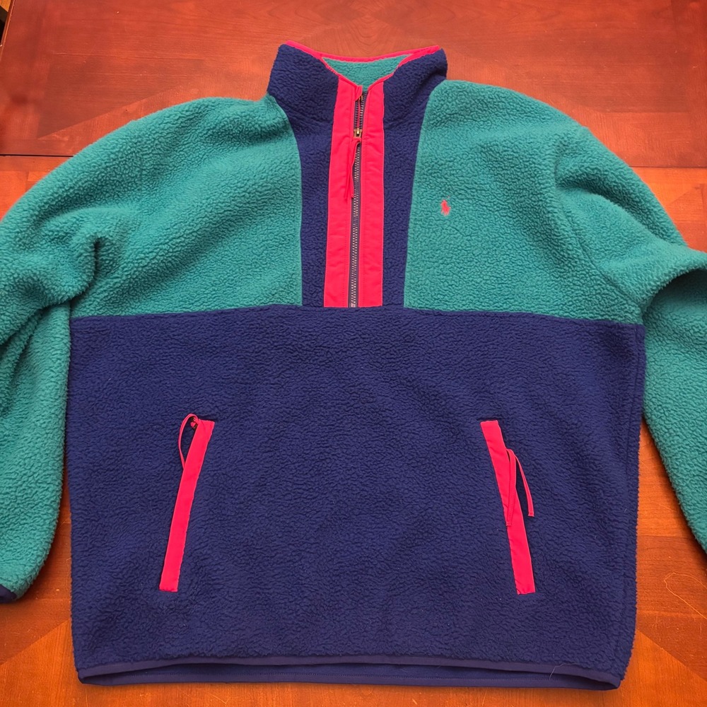 Polo Ralph Lauren | Men's XL Fleece Quarter Zip | Teal Colorblock | Spectre - Picture 7 of 16